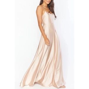 SHOW ME YOUR MUMU Faith Maxi Dress In Champagne Luxe Satin Size Small